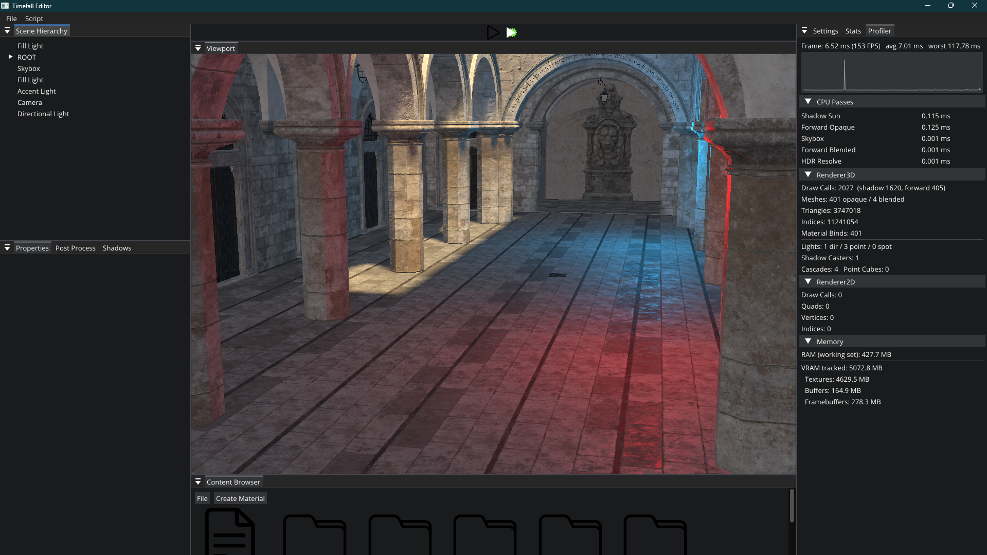 Timefall - PBR lighting and shadows